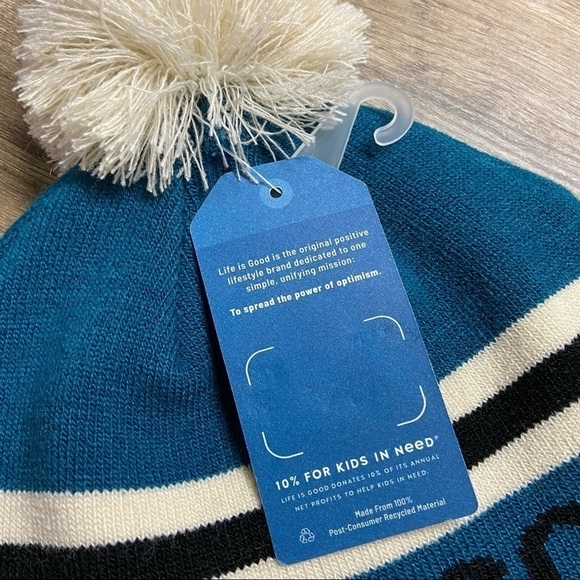 NEW Life Is Good Teal Blue Knit Hat with Pom - Picture 5 of 9